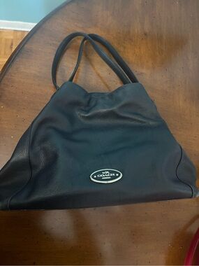 Coach Black Pebble Leather Shoulder Bag